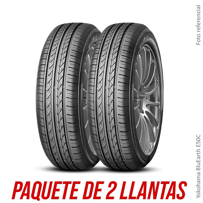 PAQUETE 2 LLANTAS 185/65R15 88S YOKOHAMA BluEarth E50C TL (Made in JAPAN)