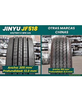 LLANTA 245/70R19.5 18PR 144J JINYU JF518 Regional haul Del
