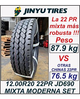 LLANTA 12.00R20 22PR JINYU JD690 TCF Mix/Del (Mixta moderna)