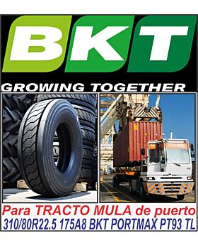 LLANTA 310/80R22.5 175A8 BKT PORTMAX PT93 (TRACTO MULA DE PUERTO)