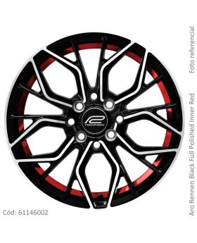 ARO 14x6 RENNEN 8*100/114.3 BLACK FULL POLISHED WITH INNER  RED (auto)