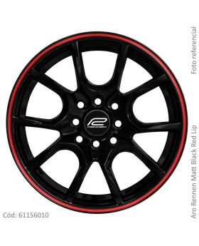 ARO 15x6.5 RENNEN 8*100/114.3 MATT BLACK WITH RED LIP (auto)