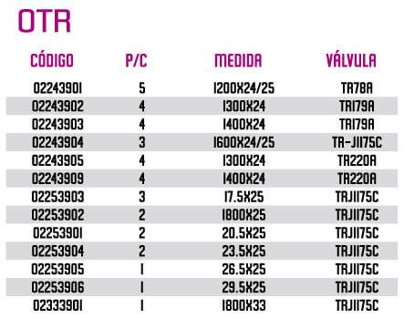 camara para llantas OTR